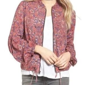 LIKE NEW! Free People Bell Sleeve BOMBER JACKET COAT Terracotta Rust Size Small
